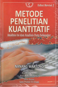 Image of Metode penelitian kuantitatif : Analisis isi dan analisis data sekunder